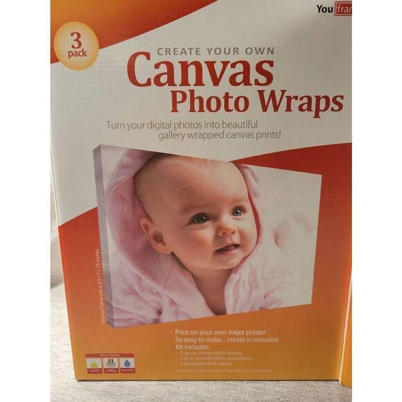 Canvas Photo Wraps DIY KitGallery Wrapped Inkjet Wall Art At Home 9.5"x 7" x2 - Picture 4 of 12